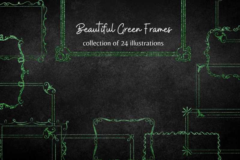 green-glitter-frames-collection