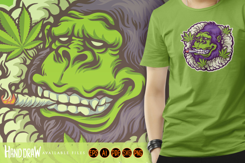 gorilla-smoke-weed-cannabis-logo-mascot