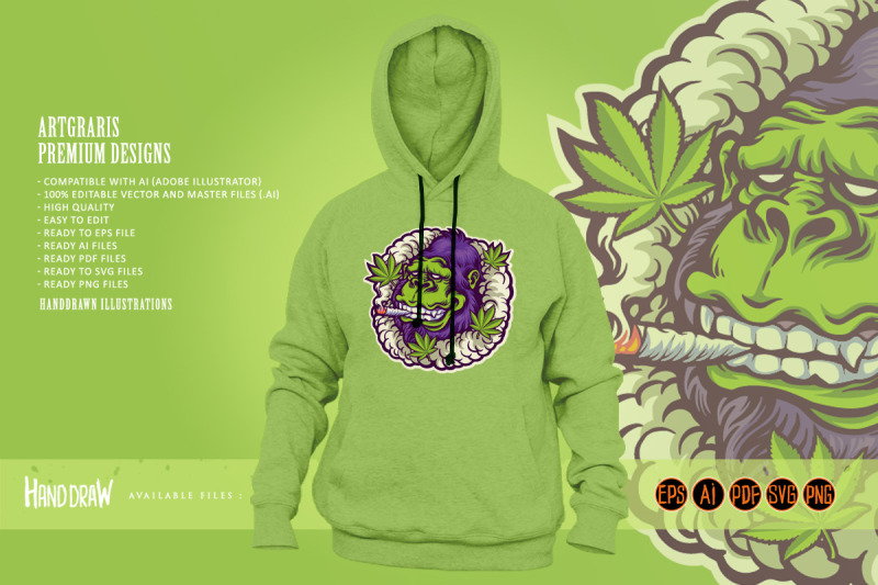 gorilla-smoke-weed-cannabis-logo-mascot