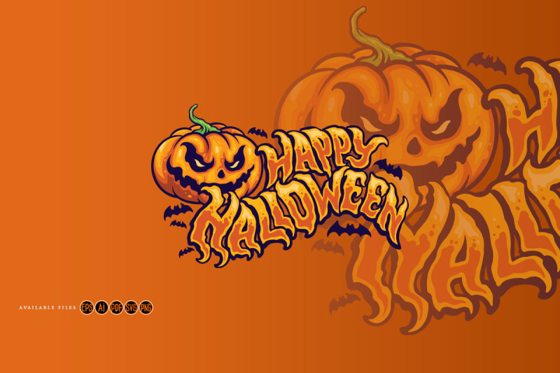 halloween-typography-with-jack-o-lantern-and-bat