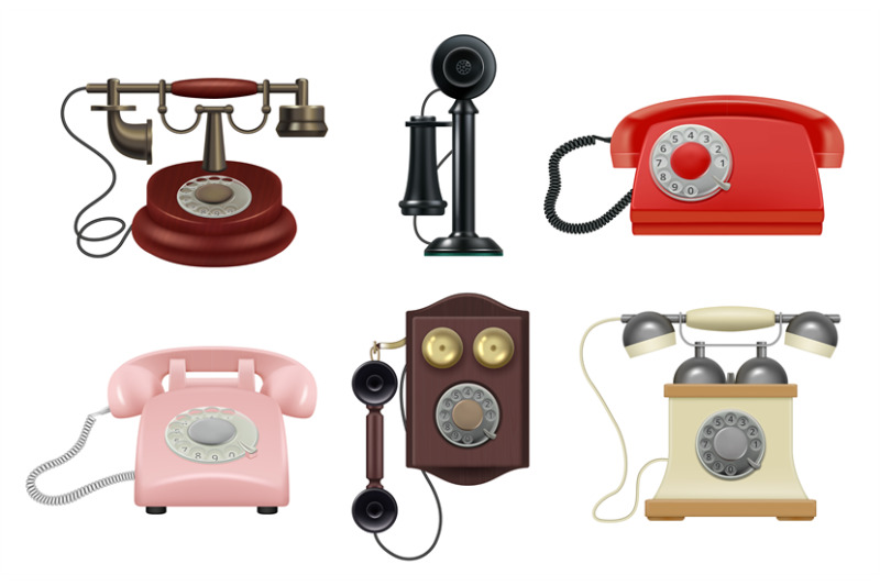 old-phone-realistic-vintage-telephones-operator-items-for-call-center