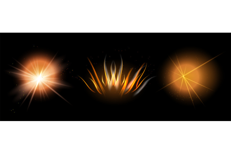 shine-effect-fire-element-star-explosion-lighting-elements-on-black