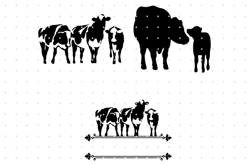 cow-family-split-frame-monogram-svg