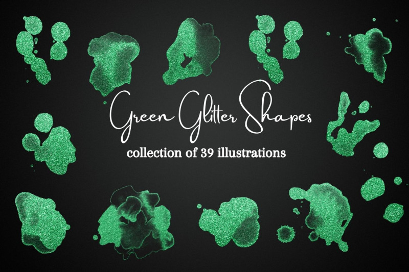 green-glitter-shapes-clipart