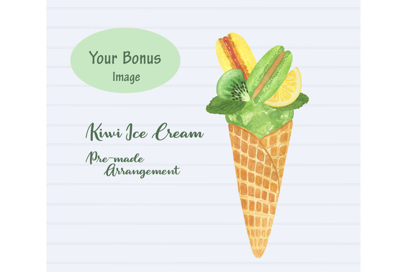 kiwi-ice-cream-watercolor-sweet-dessert-clipart