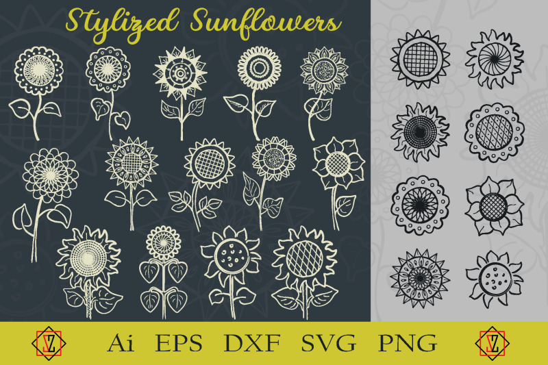 bunch-of-stylized-sunflowers-sublimation-clipart