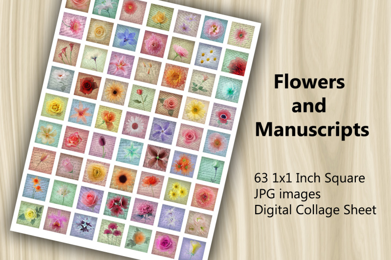 digital-collage-sheet-flowers-and-manuscripts