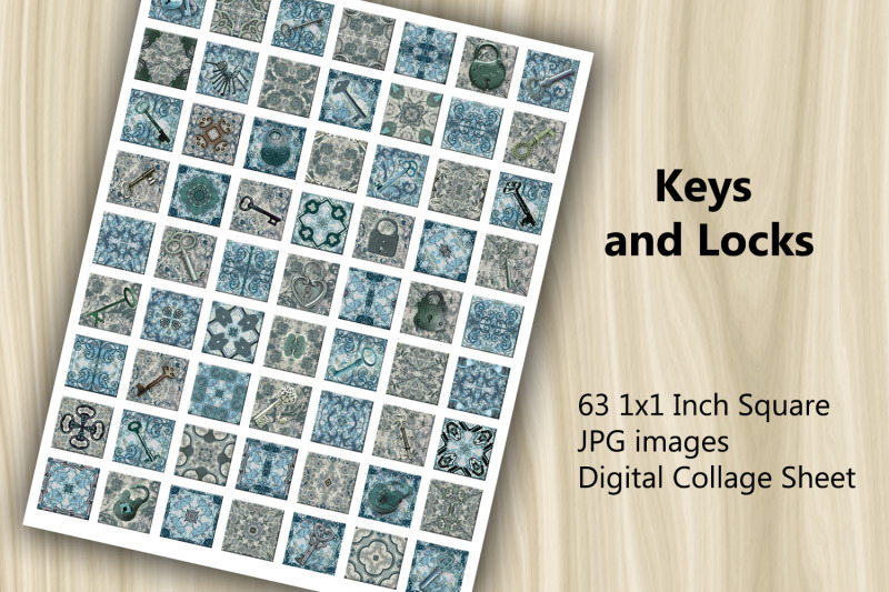 digital-collage-sheet-keys-and-locks