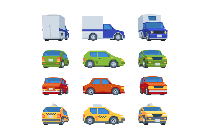 flat-cars-various-views-of-vehicles-body-face-of-transport-model-posi