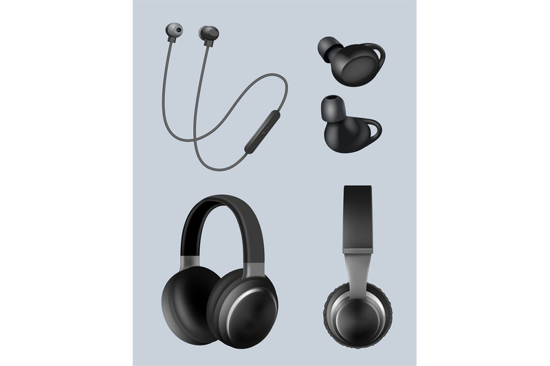 realistic-headphones-music-objects-audio-headset-for-listening-decent