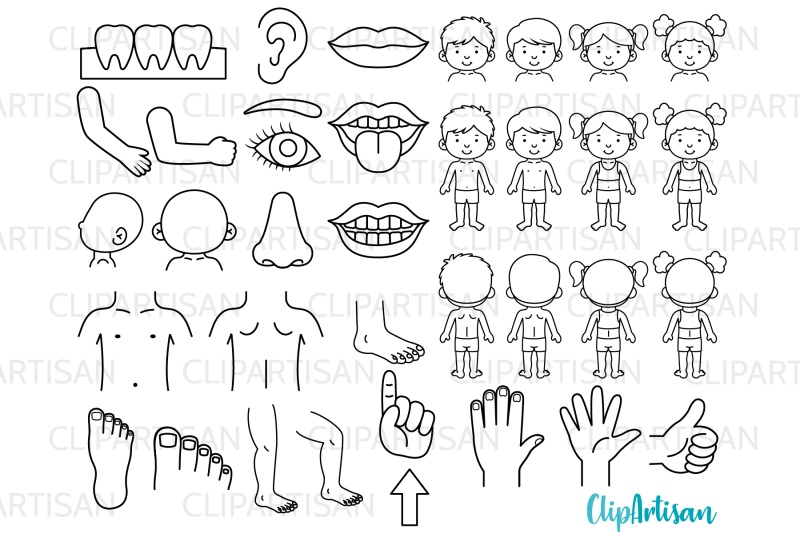human-body-parts-clipart-digital-stamps