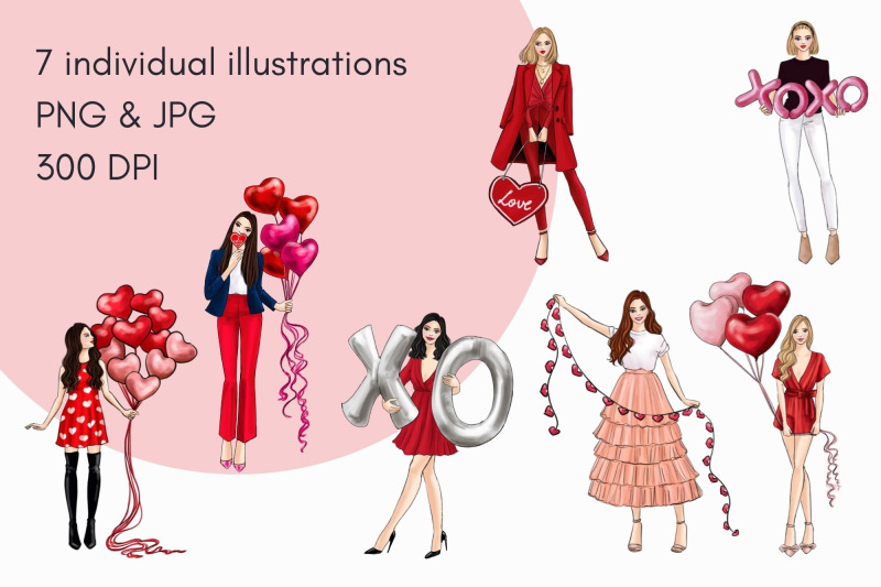 valentine-girls-5-light-skin-watercolor-fashion-clipart