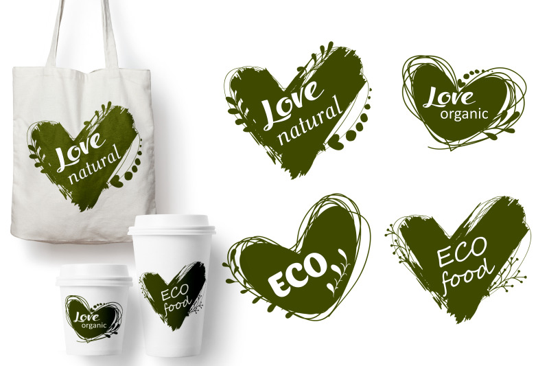 doodle-logos-set-i-love-organic