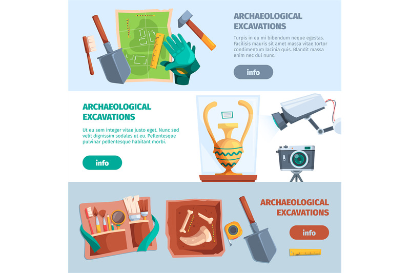 archaeological-banners-ancient-tools-for-history-adventure-education