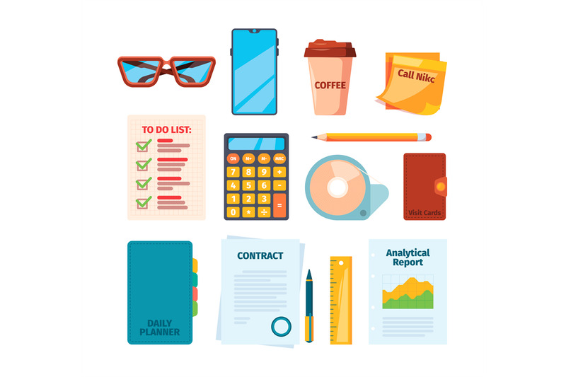 business-symbols-pages-markers-daily-checklists-reports-notes-meeting