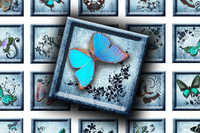 digital-collage-sheet-blue-butterfly