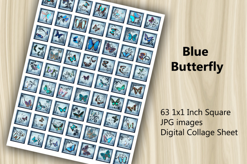 digital-collage-sheet-blue-butterfly