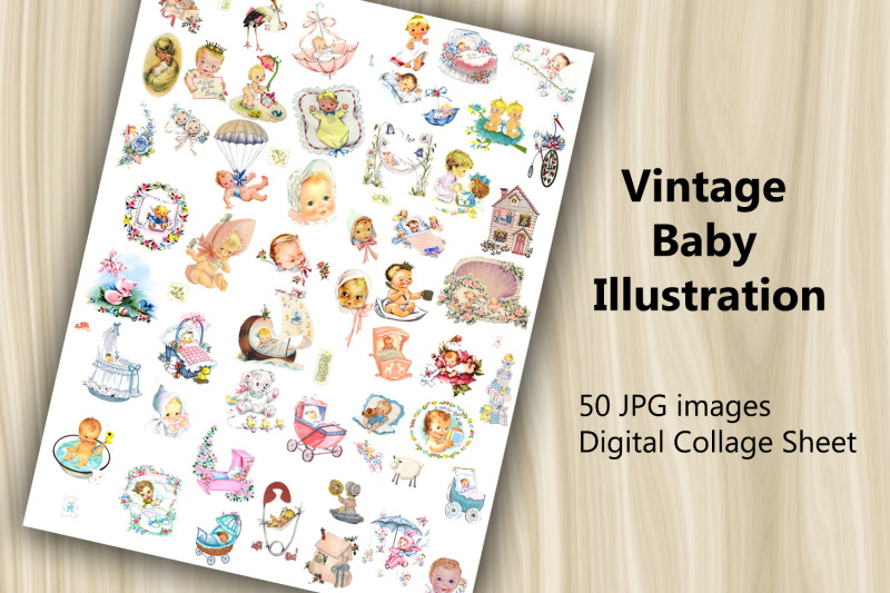 digital-collage-sheet-vintage-baby