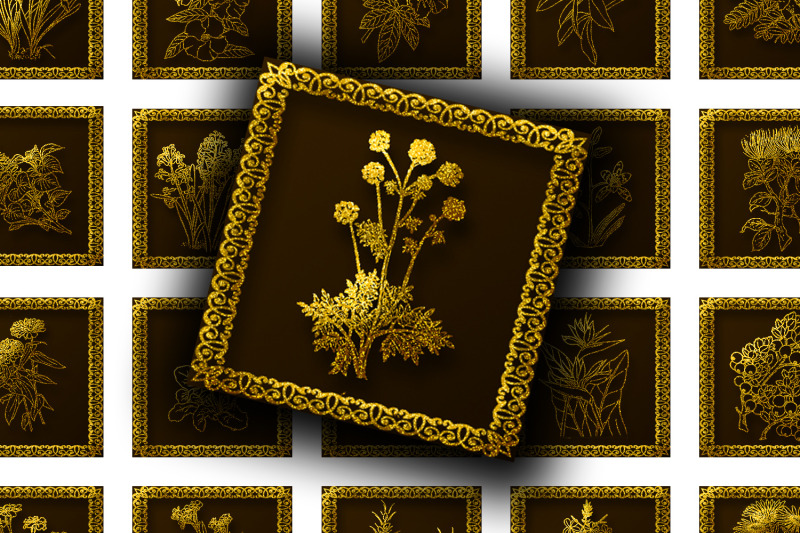 digital-collage-sheet-gold-floral-patterns