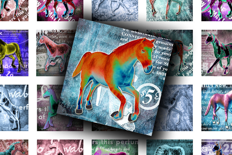 digital-collage-sheet-fantasy-horses