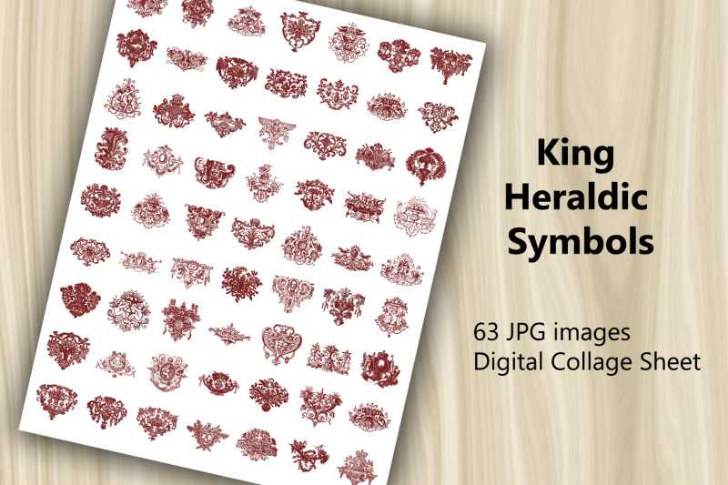 digital-collage-sheet-king-heraldic-symbols