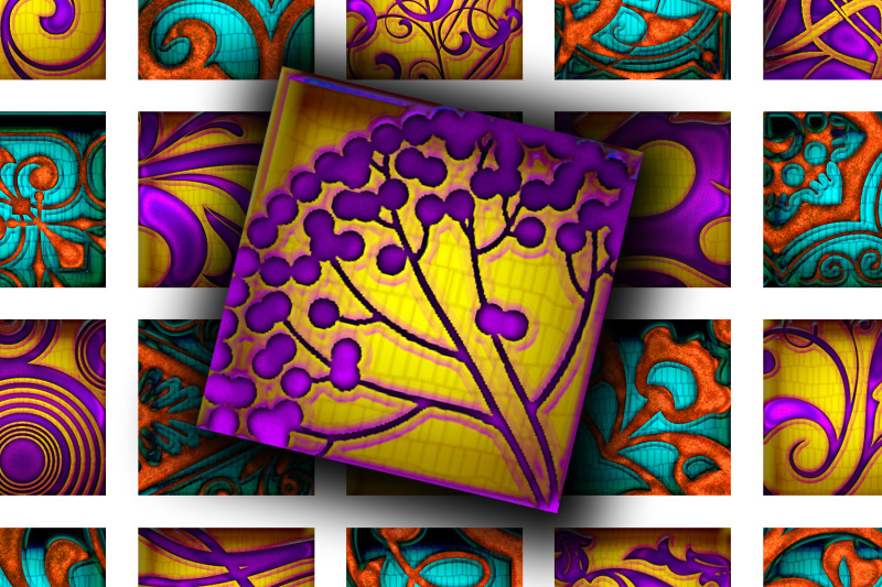 digital-collage-sheet-purple-modern-patterns