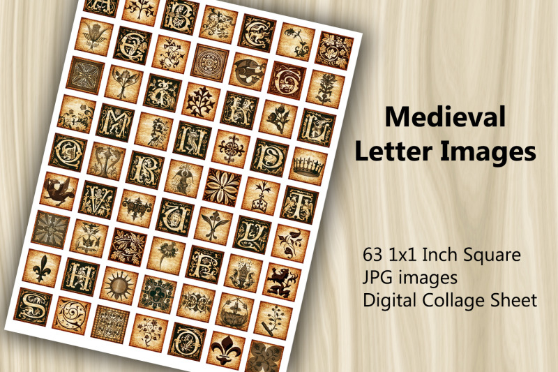 digital-collage-sheet-medieval-letters