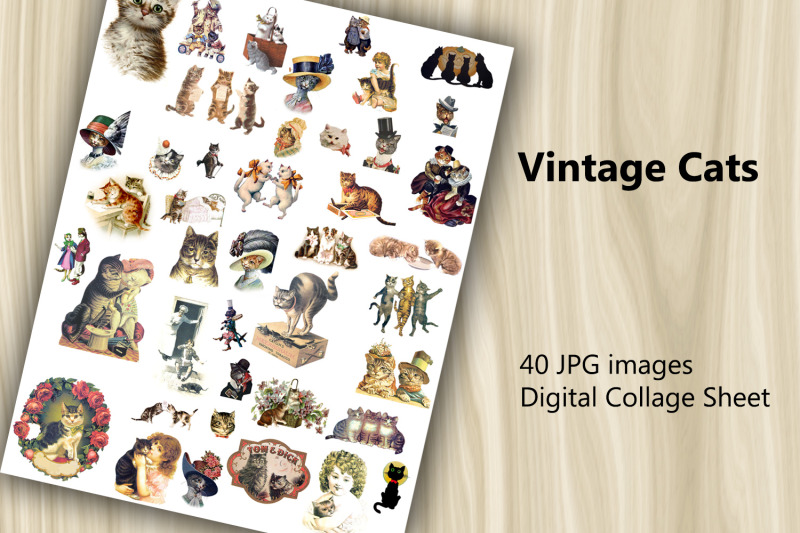 digital-collage-sheet-vintage-cats