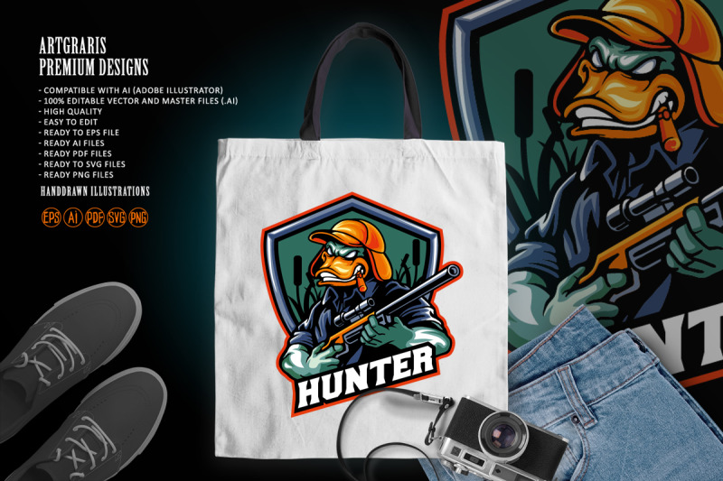 duck-hunter-logo-mascot-illustrations