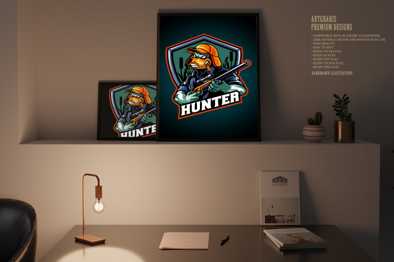 duck-hunter-logo-mascot-illustrations