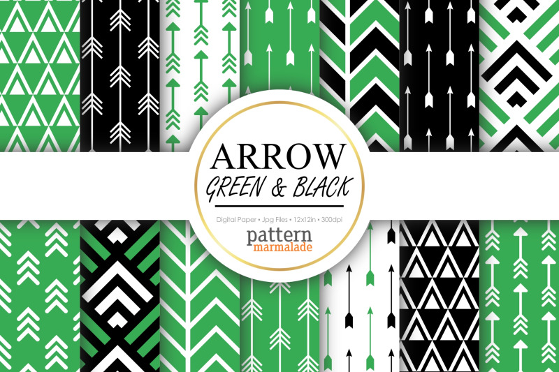 arrow-green-and-black-digital-paper-s0802