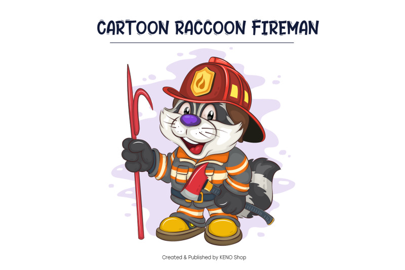 cartoon-raccoon-fireman-t-shirt-png-svg