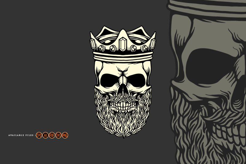 king-skull-barber-mascot-illustrations