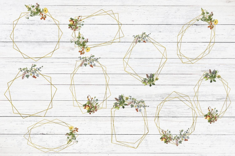 gold-frames-with-vintage-flowers