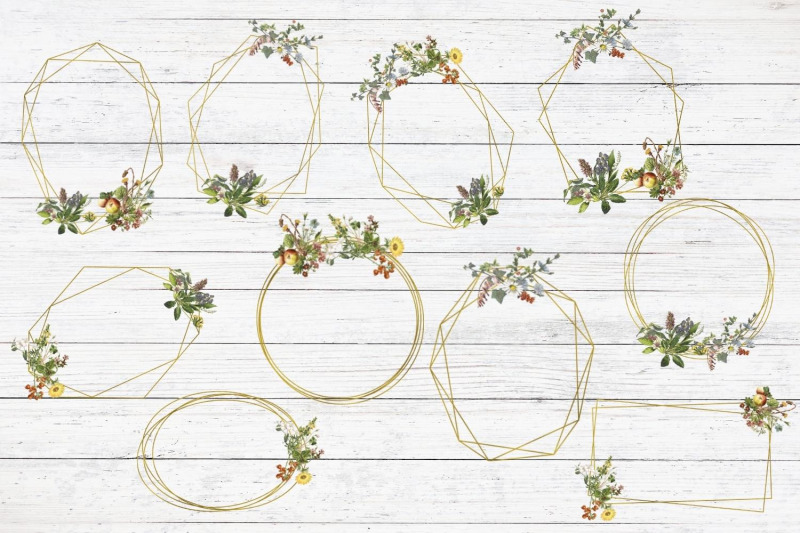 gold-frames-with-vintage-flowers