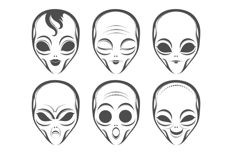 alien-face-different-expression-set