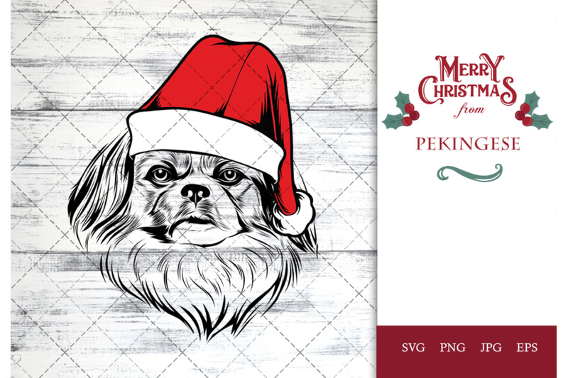 pekingese-dog-in-santa-hat-for-christmas