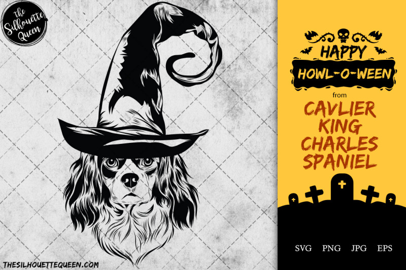 cavalier-king-charles-spaniel-dog-in-witch-hat-for-halloween