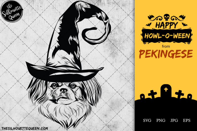 pekingese-dog-in-witch-hat-for-halloween