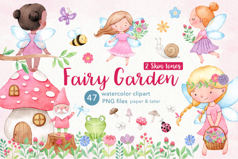little-fairy-watercolor-clipart-spring-garden-png