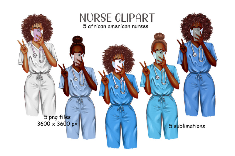 african-american-nurse-clipart-9-png-files-for-sublimations