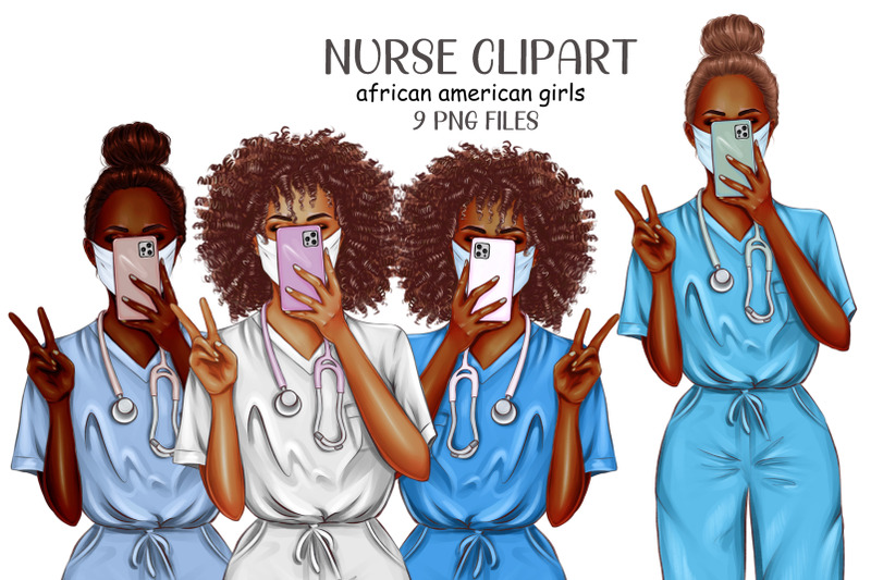 african-american-nurse-clipart-9-png-files-for-sublimations