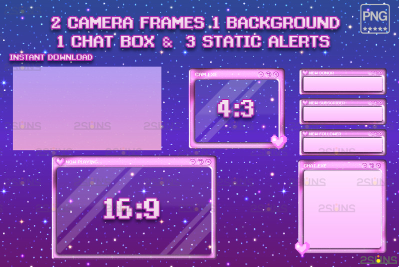 Kawaii twitch overlay package, Stream overlay, Green vtuber overlay By ...