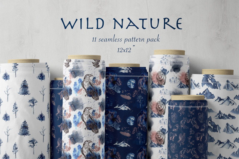 forest-digital-paper-pack-wild-animal-seamless-pattern-set