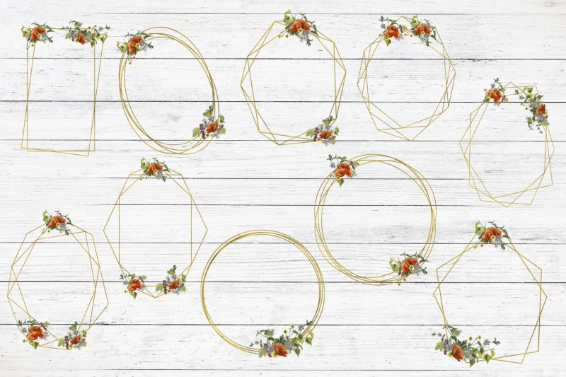 gold-frames-with-vintage-flowers