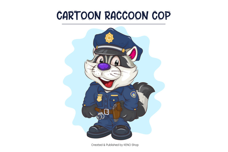 cartoon-raccoon-cop-t-shirt-png-svg