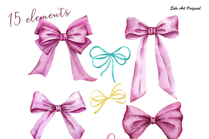 colorful-bows-clipart-set-valentine-039-s-day-watercolor