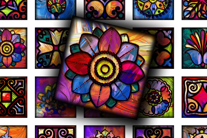 digital-collage-sheet-stained-glass-motives