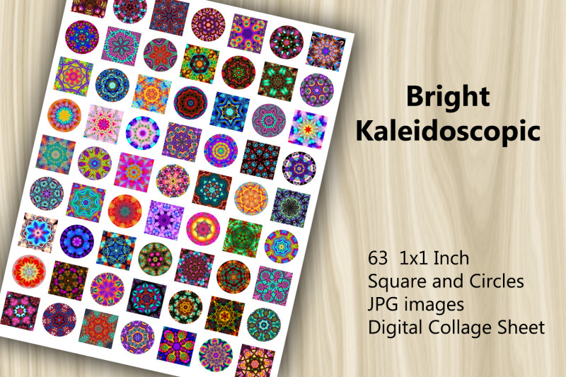 digital-collage-sheet-bright-kaleidoscope