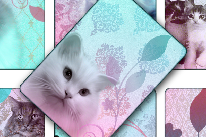 aceo-digital-collage-sheet-romantic-cats